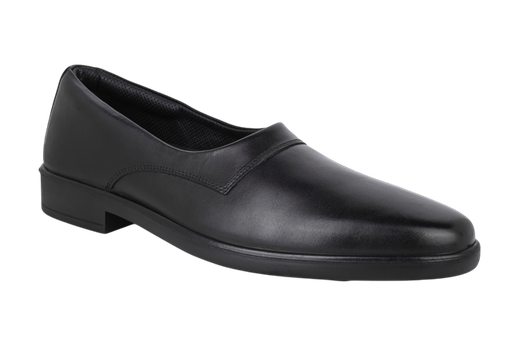 Esse Comfort Men's Leather Cushioned Plain Toe Chassidish Fertel Slip-On - Black